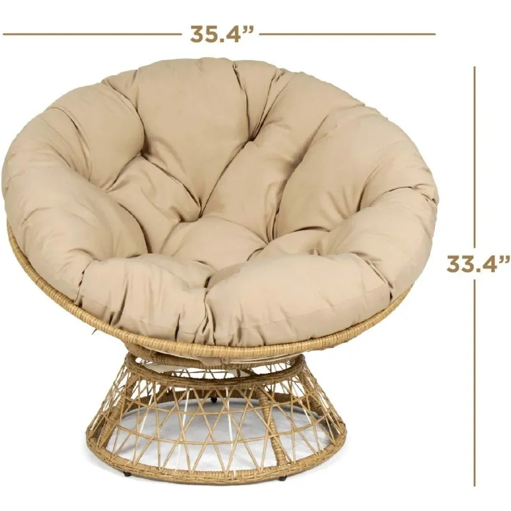 Papasan Chair with 360-Degree Swivel, Stylish and Comfortable Design