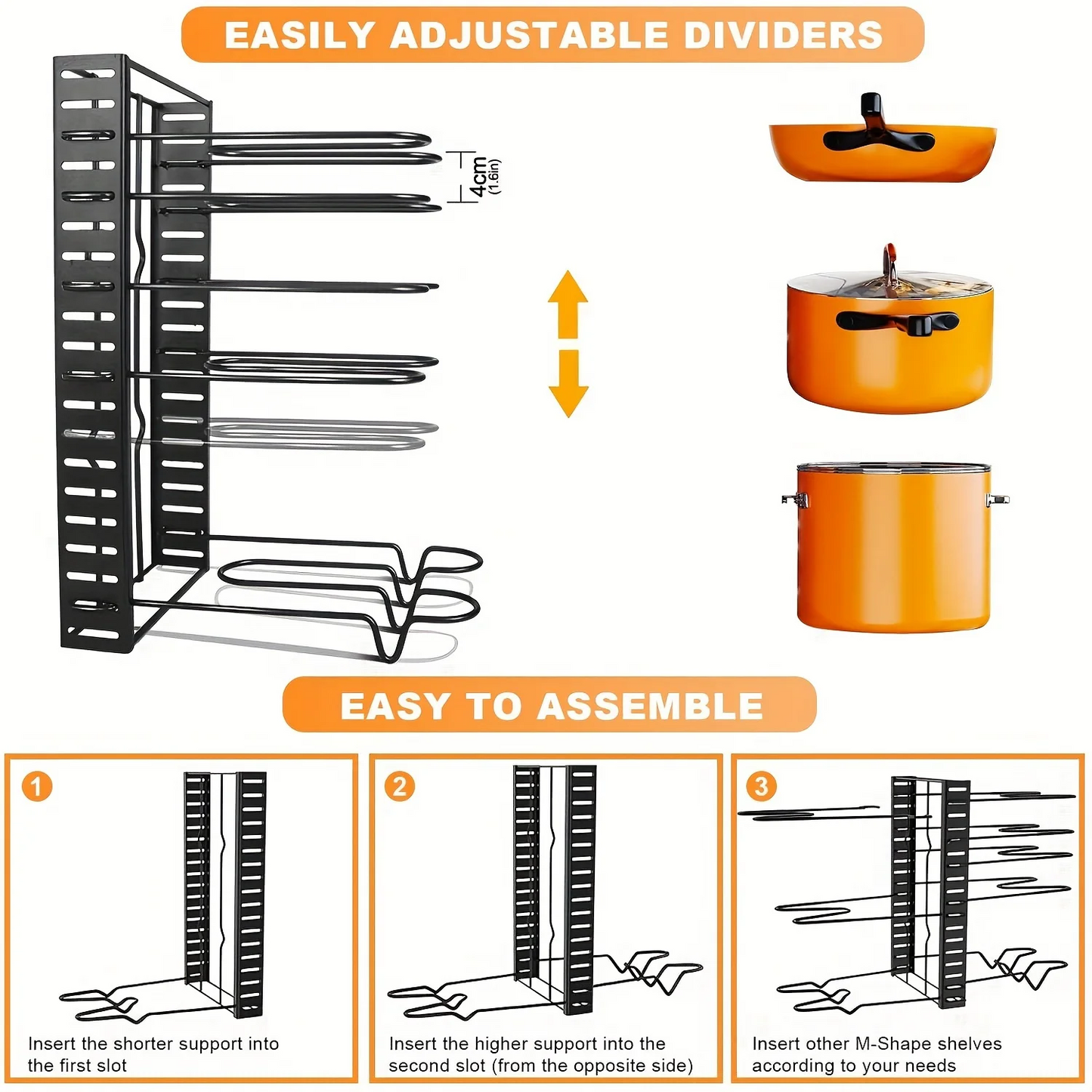 2-Pack Adjustable Pot Racks for Kitchen Storage and Organization