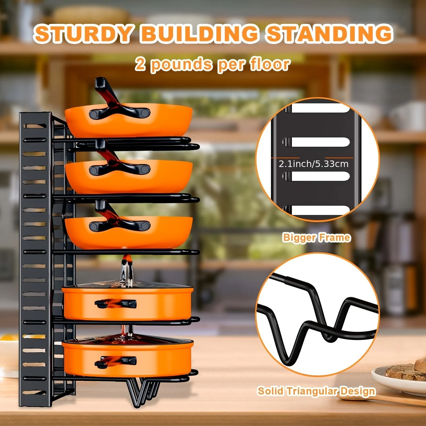 2-Pack Adjustable Pot Racks for Kitchen Storage and Organization