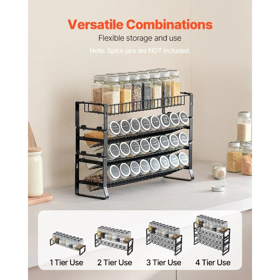 Premium Spice Rack Organizer for Kitchen Cabinets and Countertops - 18" x 11" Seasoning Storage Solution