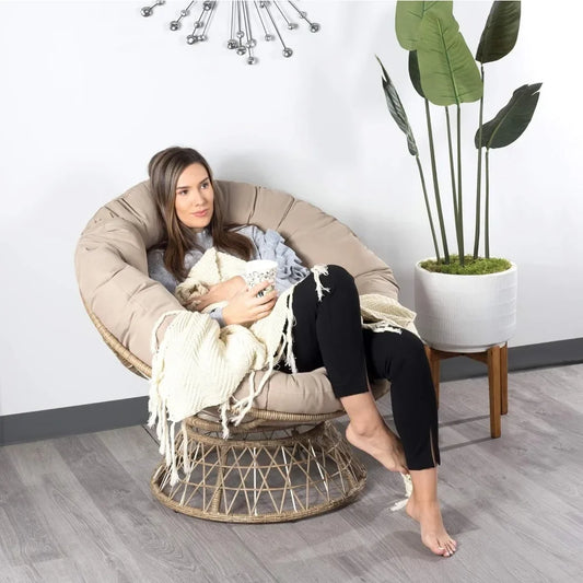 Papasan Chair with 360-Degree Swivel, Stylish and Comfortable Design