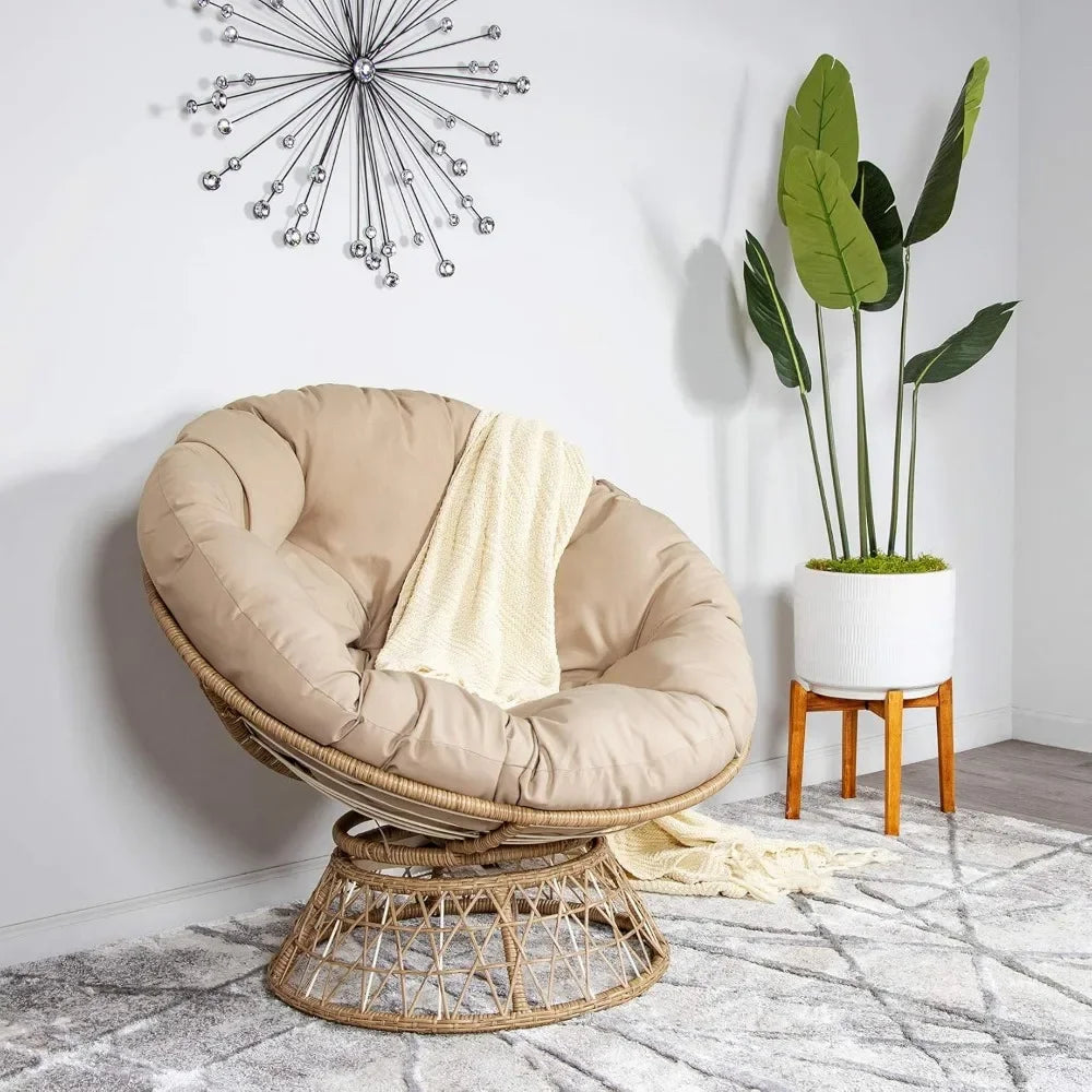 Papasan Chair with 360-Degree Swivel, Stylish and Comfortable Design