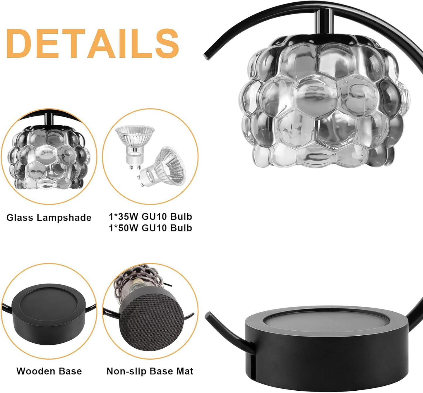Candle Warmer Lamp,Electric Candle Lamp Warmer with Timer and Dimmer,Wax Melt Warmer with 2 Bulbs for Jar Candles for Home Bedroom Decor (Black)