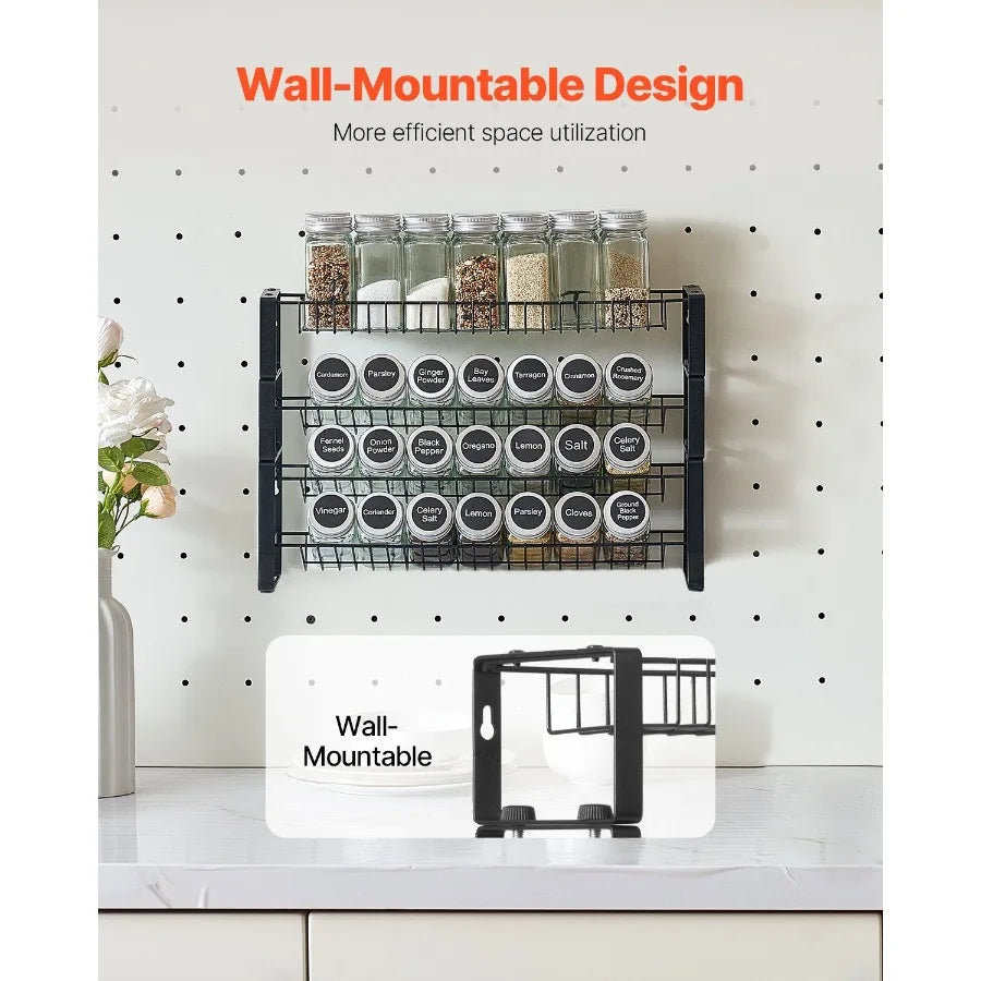 Premium Spice Rack Organizer for Kitchen Cabinets and Countertops - 18" x 11" Seasoning Storage Solution