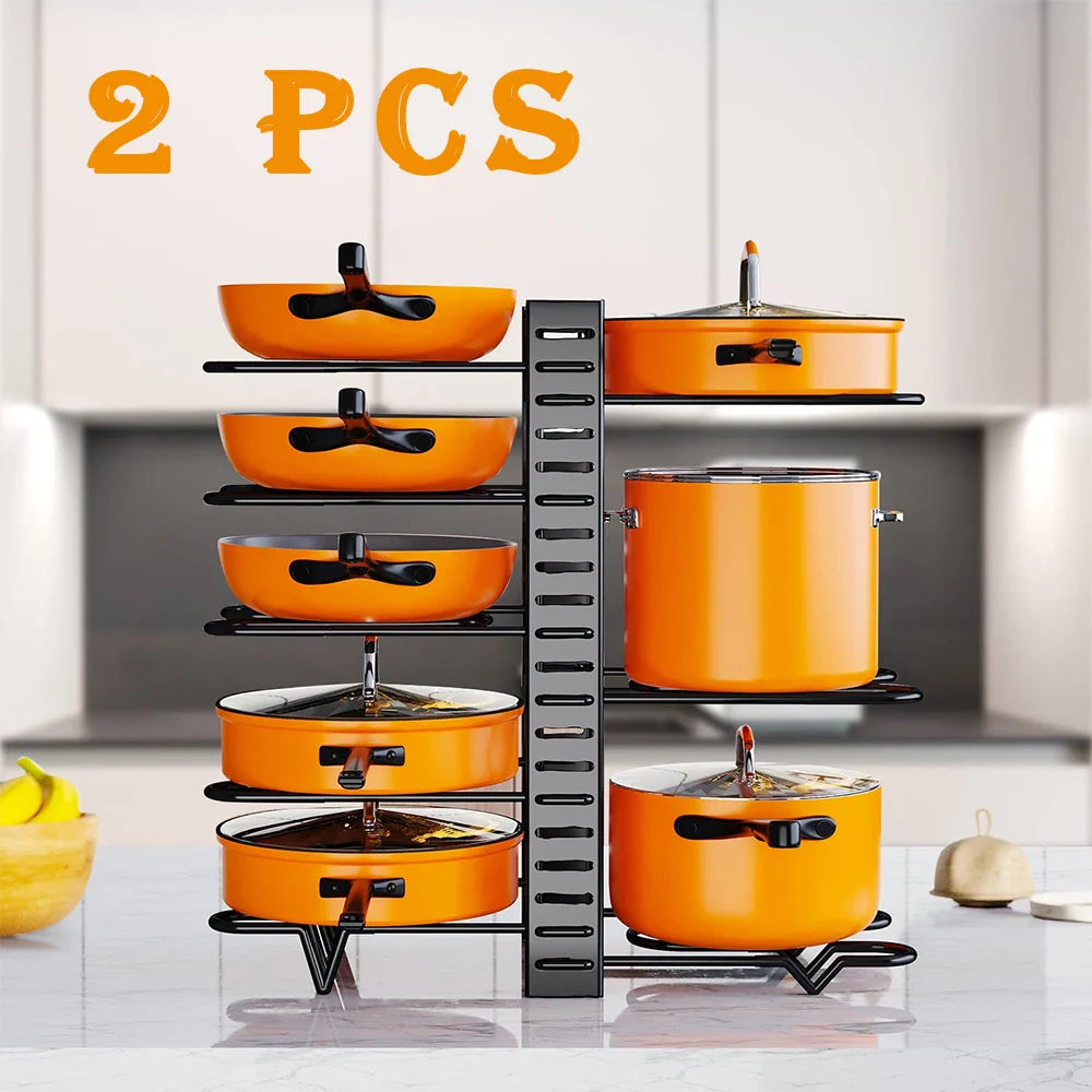 2-Pack Adjustable Pot Rack Organizers for Kitchen Storage and Organization