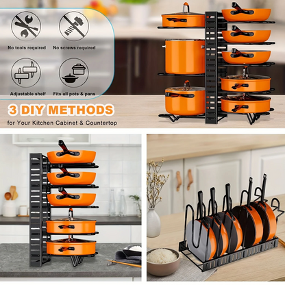2-Pack Adjustable Pot Racks for Kitchen Storage and Organization