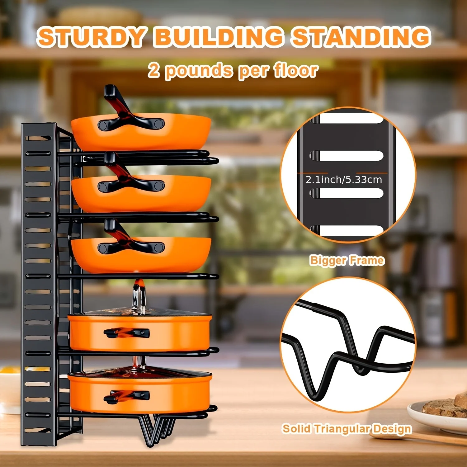 2-Pack Adjustable Pot Racks for Kitchen Storage and Organization