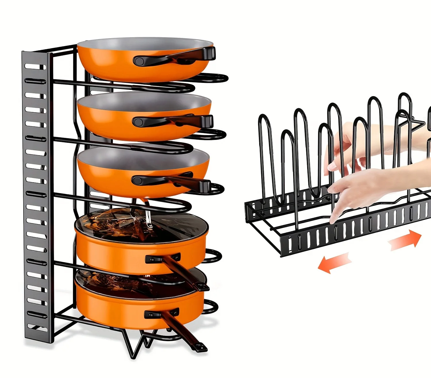 2-Pack Adjustable Pot Racks for Kitchen Storage and Organization