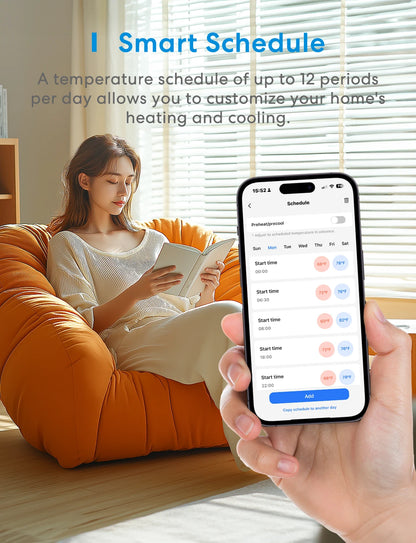 Smart 24V Wi-Fi Thermostat, Compatible with Heating and Cooling Systems