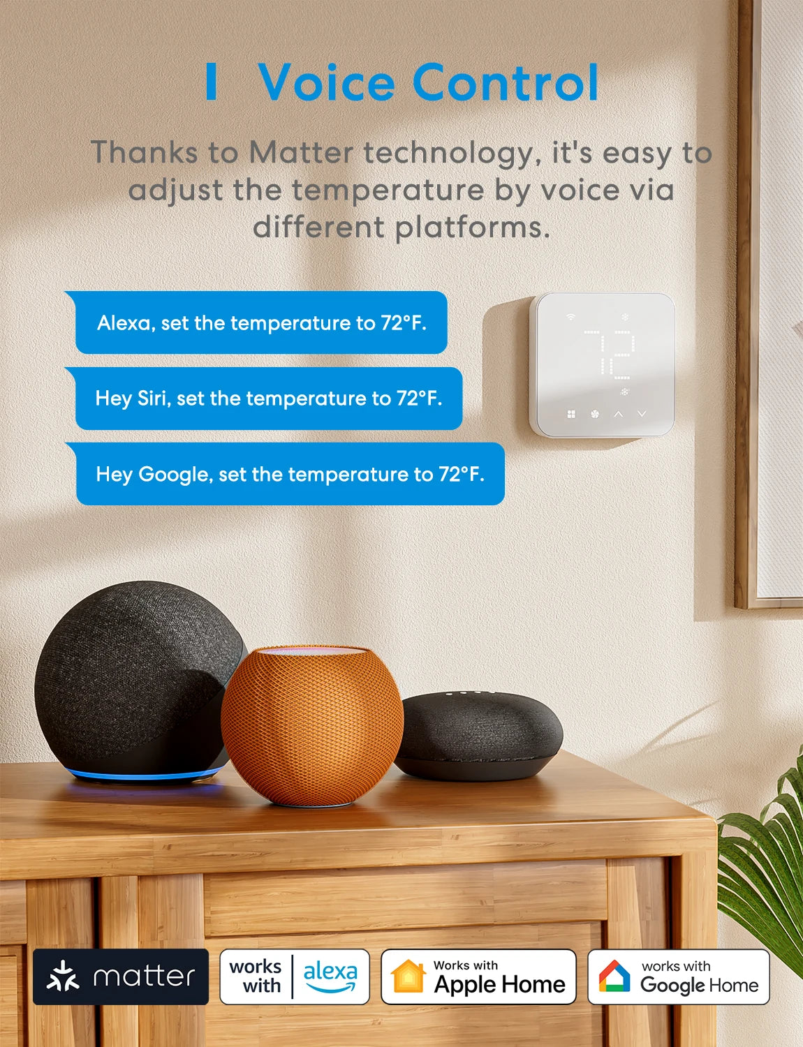 Smart 24V Wi-Fi Thermostat, Compatible with Heating and Cooling Systems