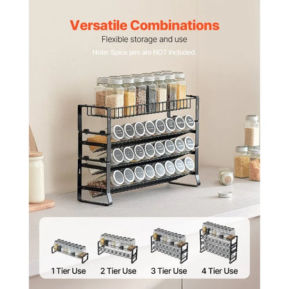 Premium Spice Rack Organizer for Kitchen Cabinets and Countertops - 18" x 11" Seasoning Storage Solution