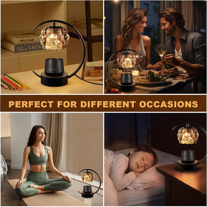 Candle Warmer Lamp,Electric Candle Lamp Warmer with Timer and Dimmer,Wax Melt Warmer with 2 Bulbs for Jar Candles for Home Bedroom Decor (Black)