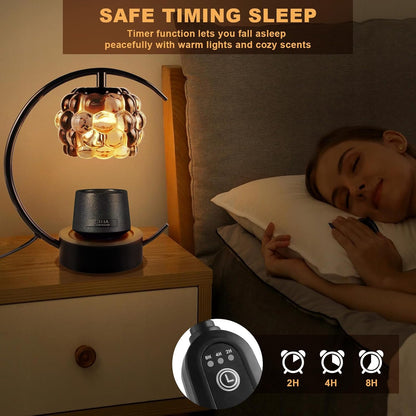 Candle Warmer Lamp,Electric Candle Lamp Warmer with Timer and Dimmer,Wax Melt Warmer with 2 Bulbs for Jar Candles for Home Bedroom Decor (Black)