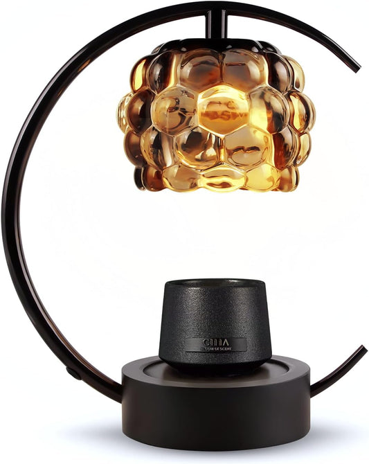 Candle Warmer Lamp,Electric Candle Lamp Warmer with Timer and Dimmer,Wax Melt Warmer with 2 Bulbs for Jar Candles for Home Bedroom Decor (Black)