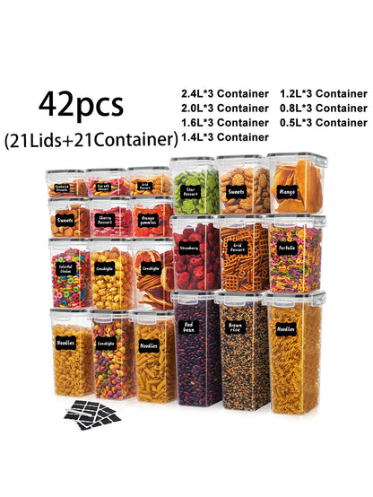 42Pcs,Multi-Purpose Air Tight Storage Bins, Leak-Proof and Reusable Food Storage Jars