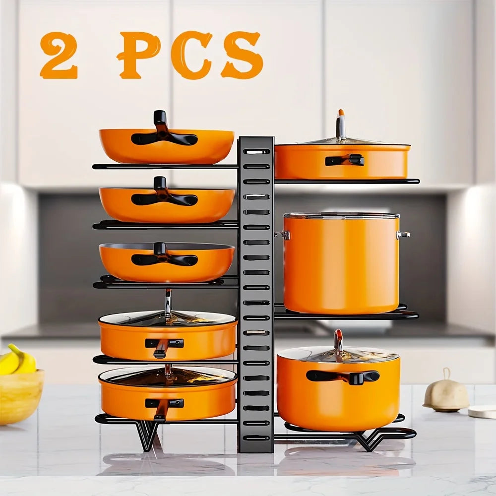 2-Pack Adjustable Pot Rack Organizers for Kitchen Storage and Organization
