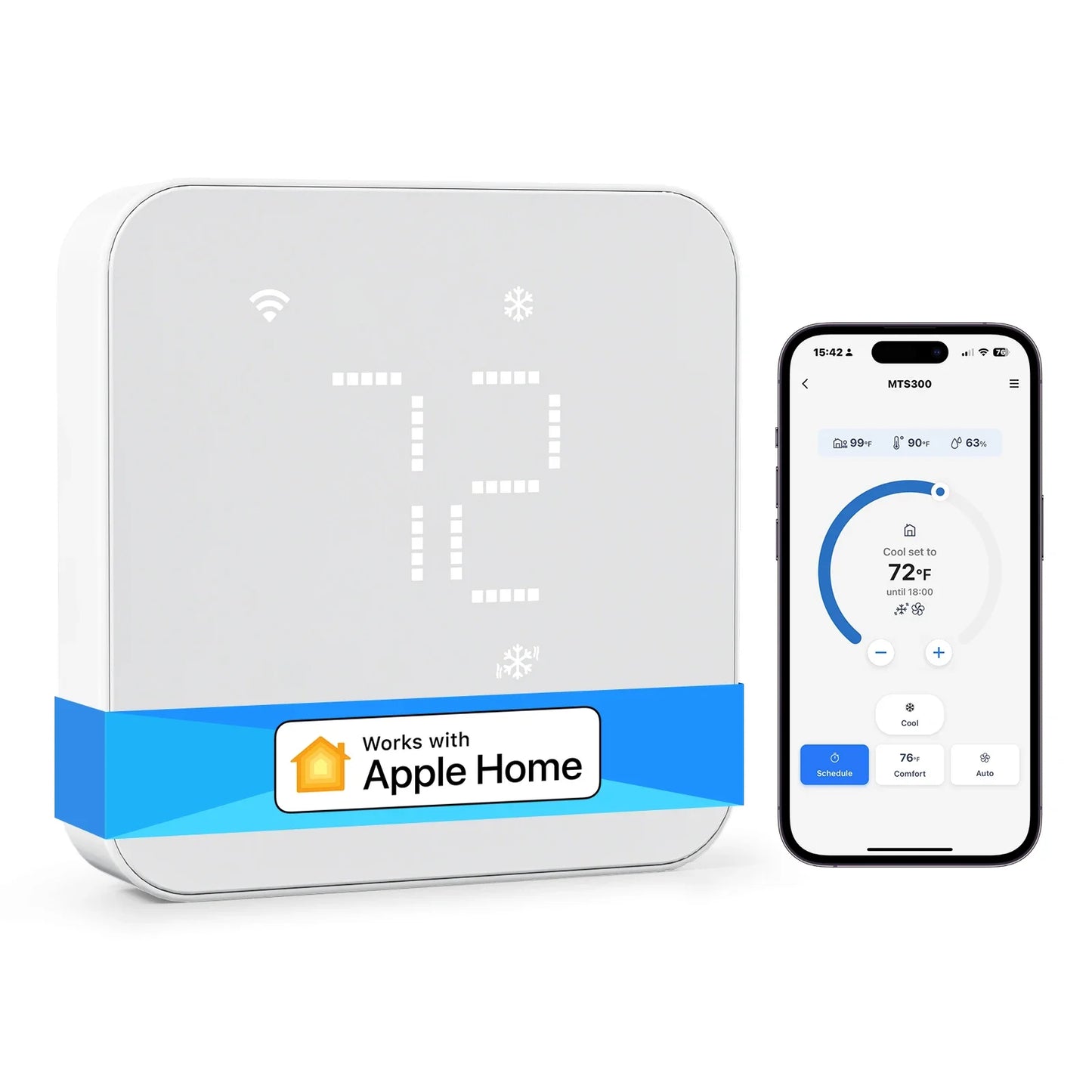 Smart 24V Wi-Fi Thermostat, Compatible with Heating and Cooling Systems