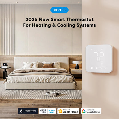 Smart 24V Wi-Fi Thermostat, Compatible with Heating and Cooling Systems