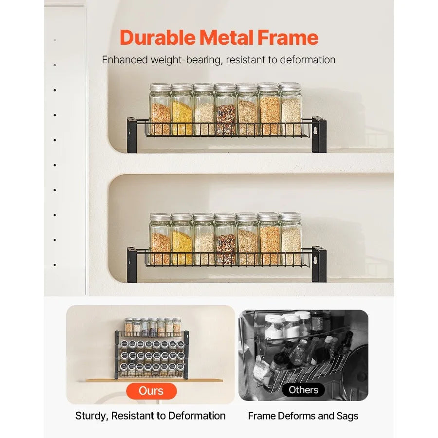 Premium Spice Rack Organizer for Kitchen Cabinets and Countertops - 18" x 11" Seasoning Storage Solution