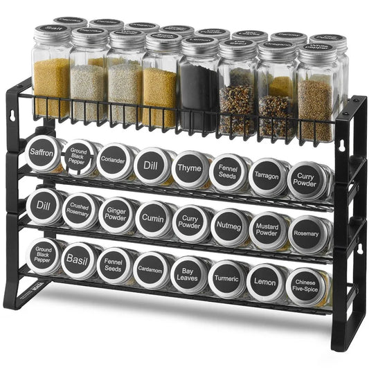 Premium Spice Rack Organizer for Kitchen Cabinets and Countertops - 18" x 11" Seasoning Storage Solution
